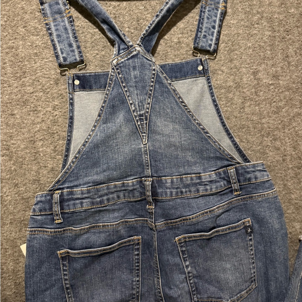 Maurices Denim Bib Flare Overalls Womens 12 (inseam 32) blue stretch western NWT - Picture 6 of 15